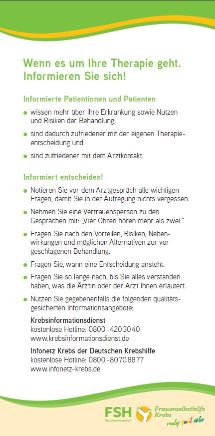 Abbildung Infokarte "Wenn es um Ihre Therapie geht"